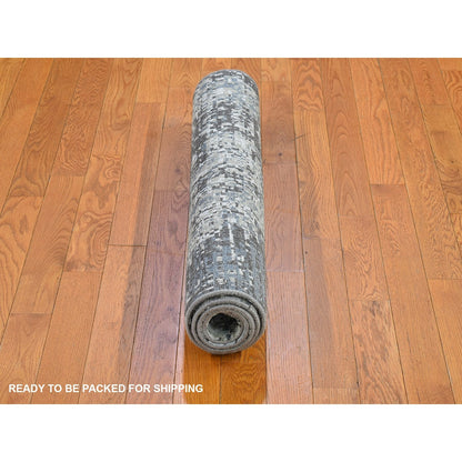 3'1"X5' Abstract Design Wool Denser Weave Hand Knotted Mat Rug