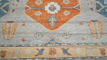 Handmade Oushak Pakistan Rug Muted Colors Floral