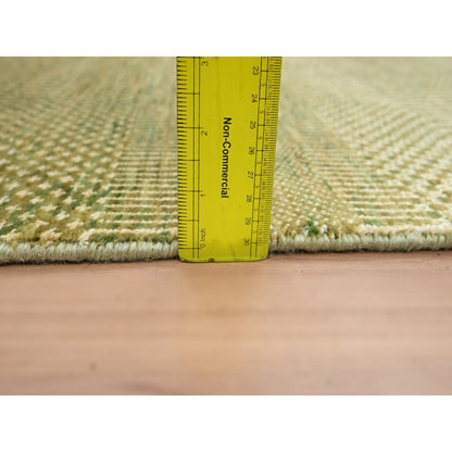 2'8"X8'3" Brown Modern Grass Design Hand Knotted Wool And Silk Runner Rug