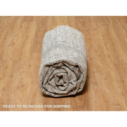 8'X10'2" Gray Hand Knotted Modern Hand Spun Undyed Natural Wool Rug