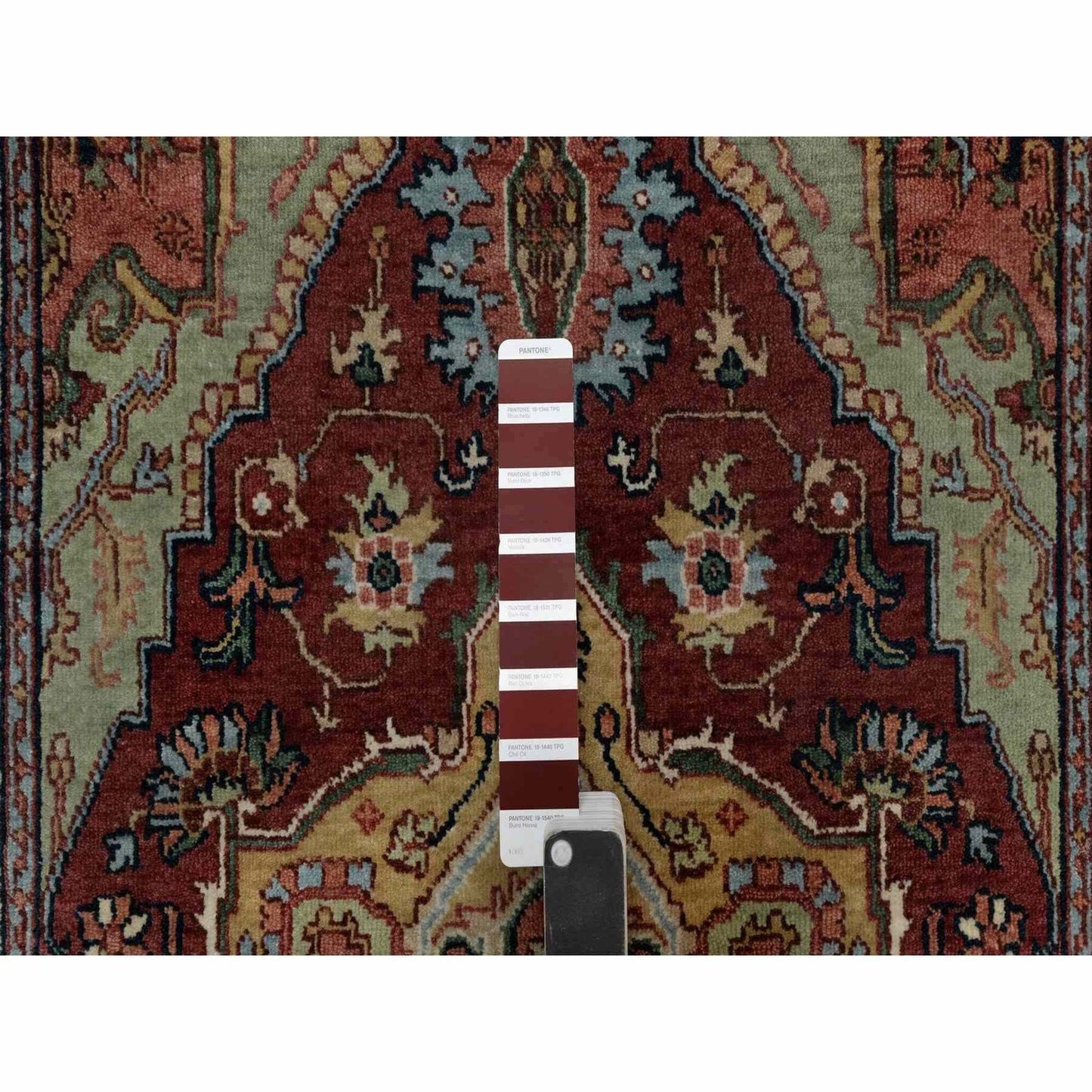 3'X5'1" Red Antiqued Heris Re-Creation Hand Knotted New Zealand Wool Rug