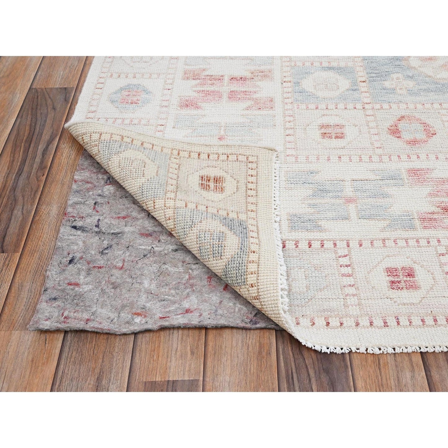 8'10"x10'10" Coral Pink Hand Knotted Anatolian Village Design Pure Wool Rug