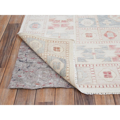 8'10"x10'10" Coral Pink Hand Knotted Anatolian Village Design Pure Wool Rug