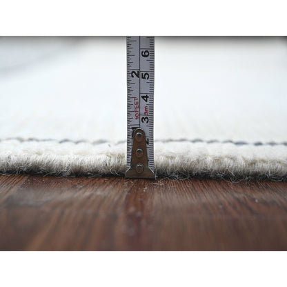 6'1"X9'1" White Moroccan Weave Geometric Pattern Hand Knotted Wool Rug