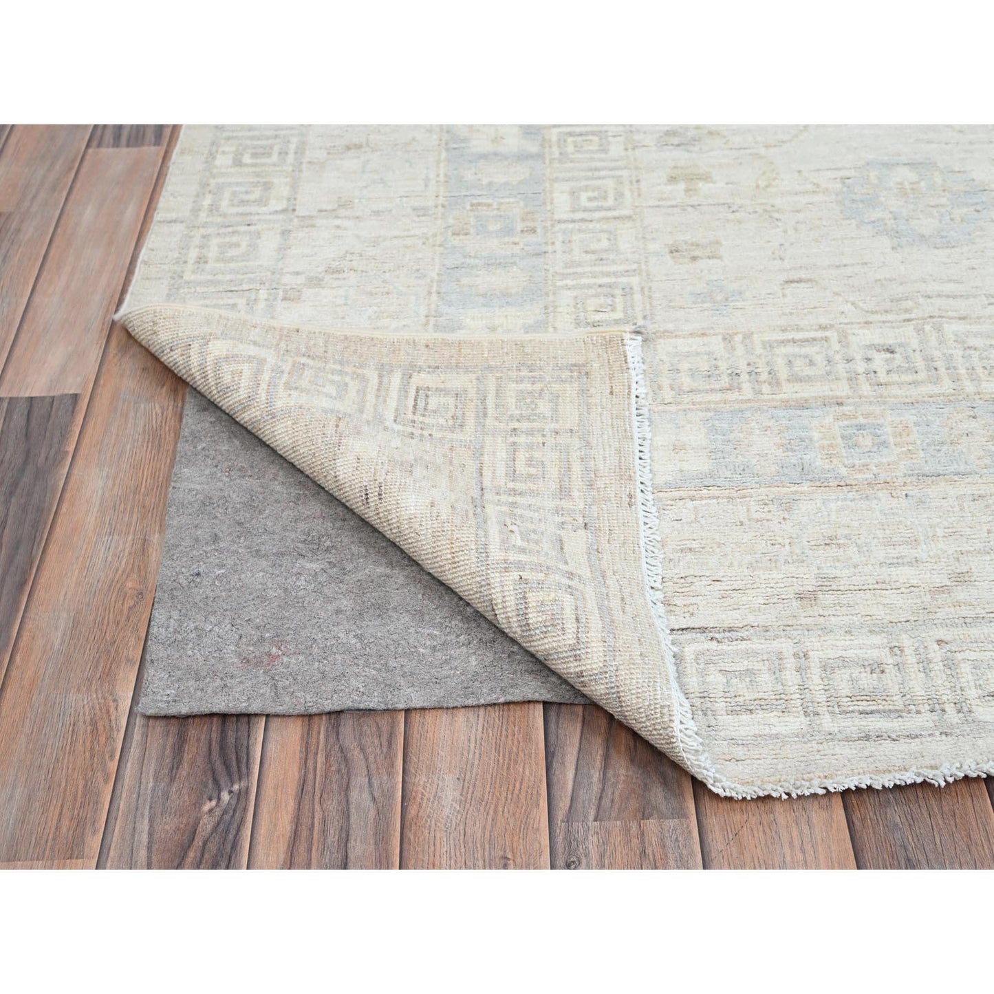 9'10"X13'10" Dove White Peshawar Natural Dyes Oriental Rug
