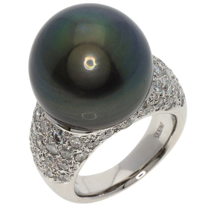 South Sea Black Pearl Pearl Diamond Ring Platinum
