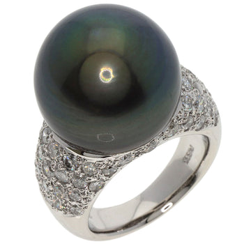 South Sea Black Pearl Pearl Diamond Ring Platinum