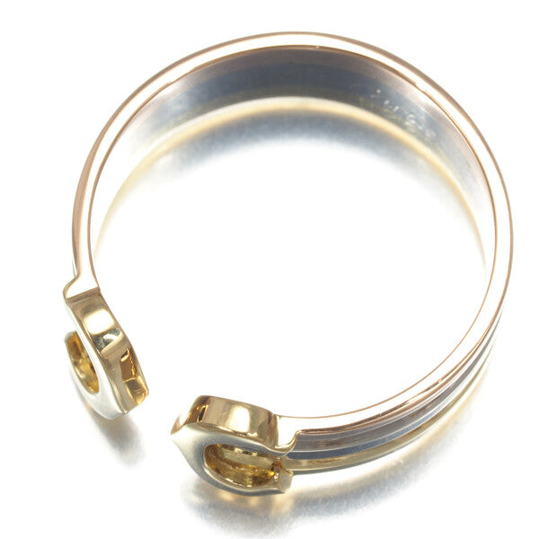 Cartier Ring 2C Double C C2 3Color Sm Eu50 18K 750 Yellow White Rose Gold