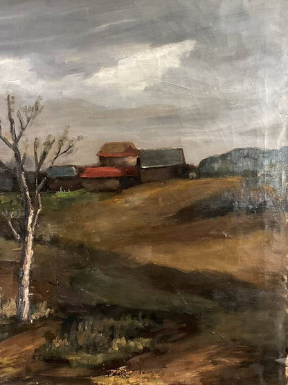 H. Roomeski Original Oil Painting Rural Landscape 30F Vintage Russian School Art