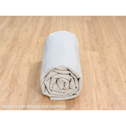 8'X10'1" Beige Hand Loomed Fine Jacquard Wool And Art Silk Oriental Rug