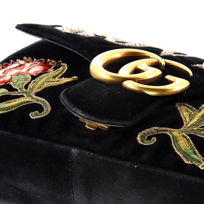 Gucci Gg Marmont Flap Bag Embroidered Matelasse Velvet Medium