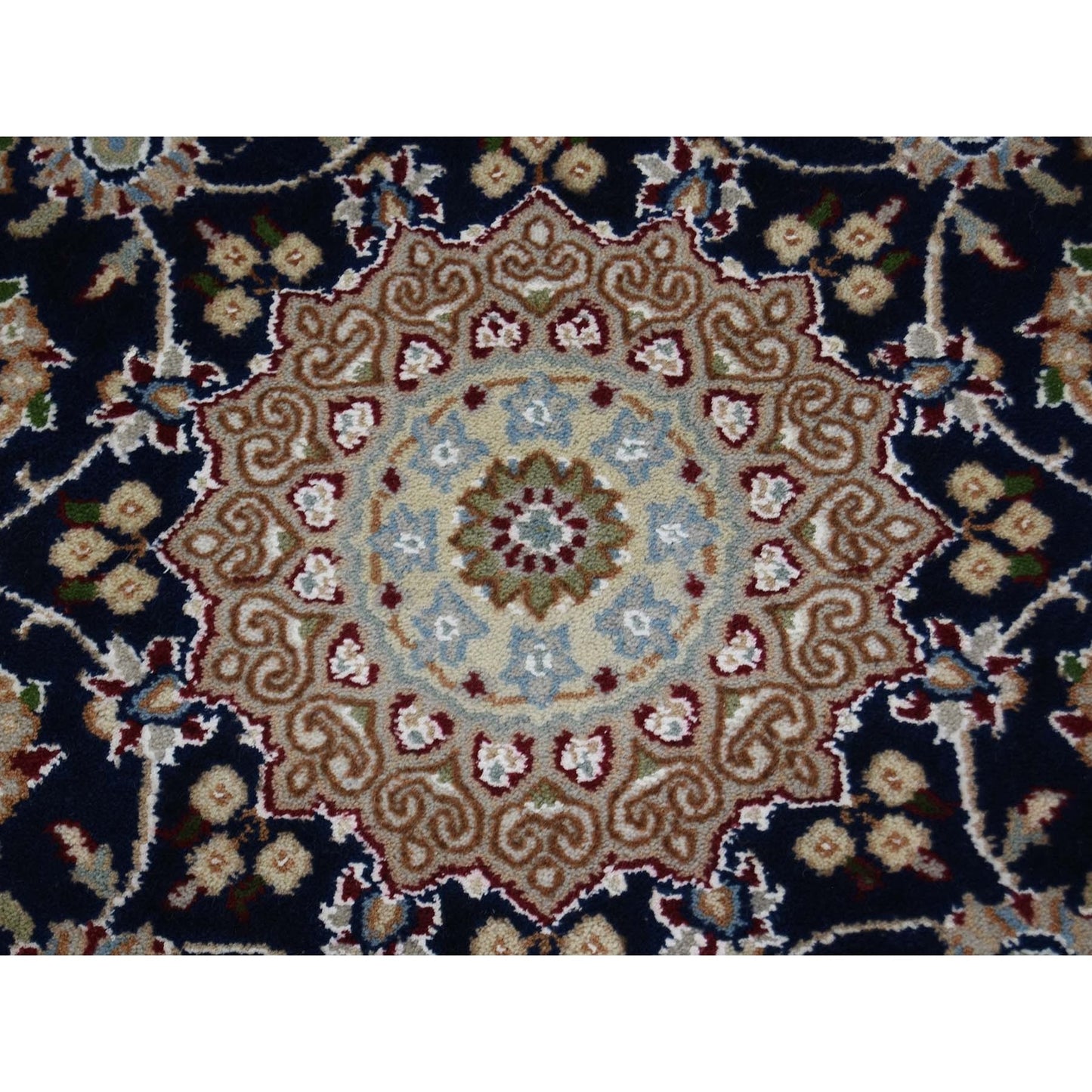 3'X18' Blue Pure Wool 250 Kpsi Nain Xl Runner Hand Knotted Oriental Rug