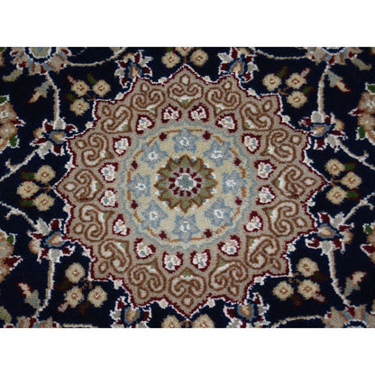 3'X18' Blue Pure Wool 250 Kpsi Nain Xl Runner Hand Knotted Oriental Rug