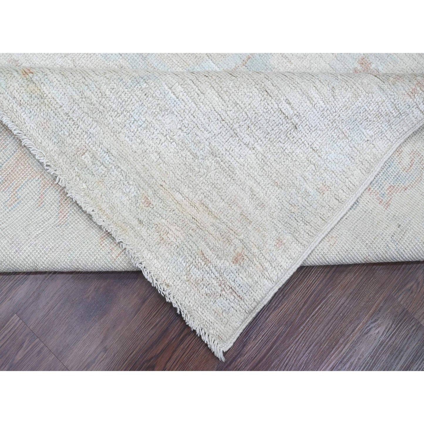 8'X9'7" Misty Gray Afghan Angora Oushak Pure Wool Hand Knotted Rug