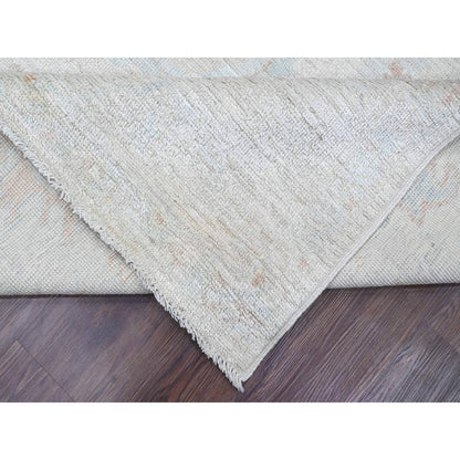 8'X9'7" Misty Gray Afghan Angora Oushak Pure Wool Hand Knotted Rug