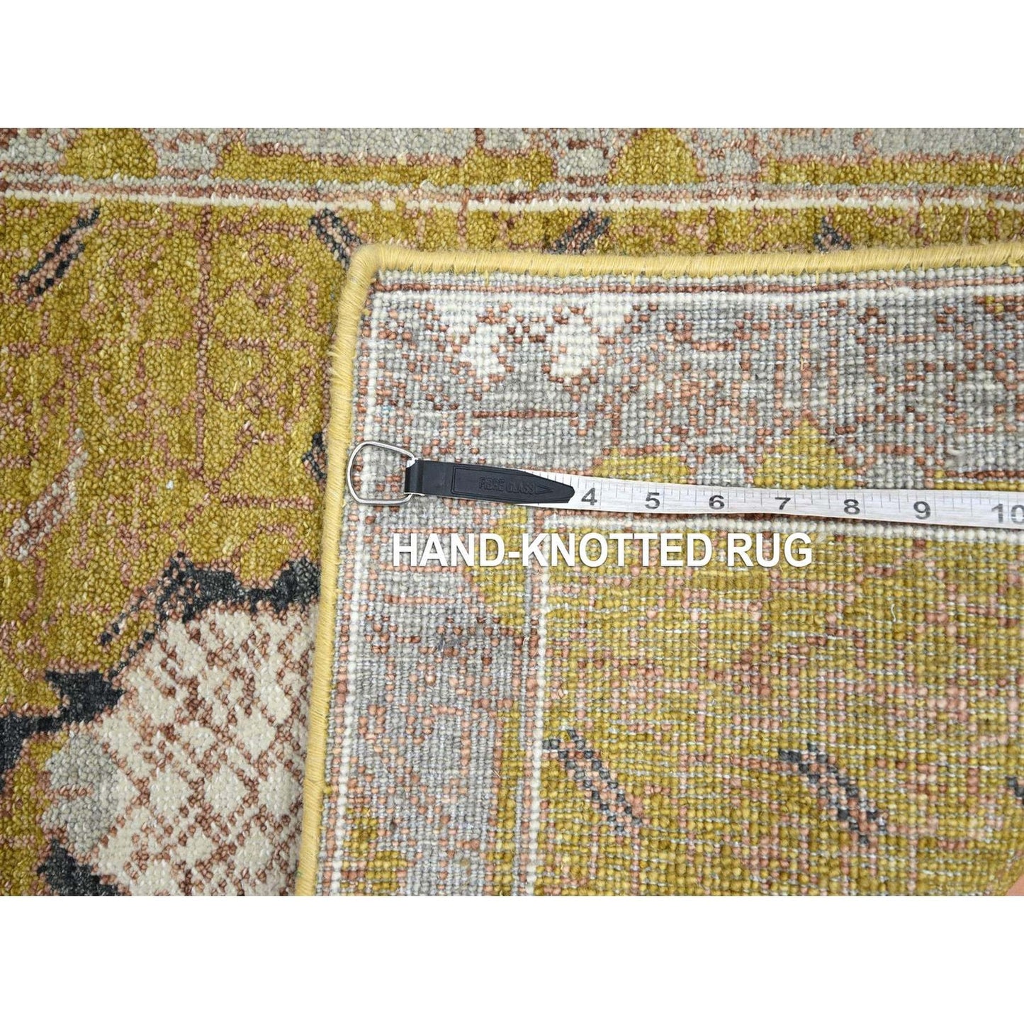 2'1"X3'2" Golden Yellow Pinecone Design 100% Wool Hand Knotted Rug