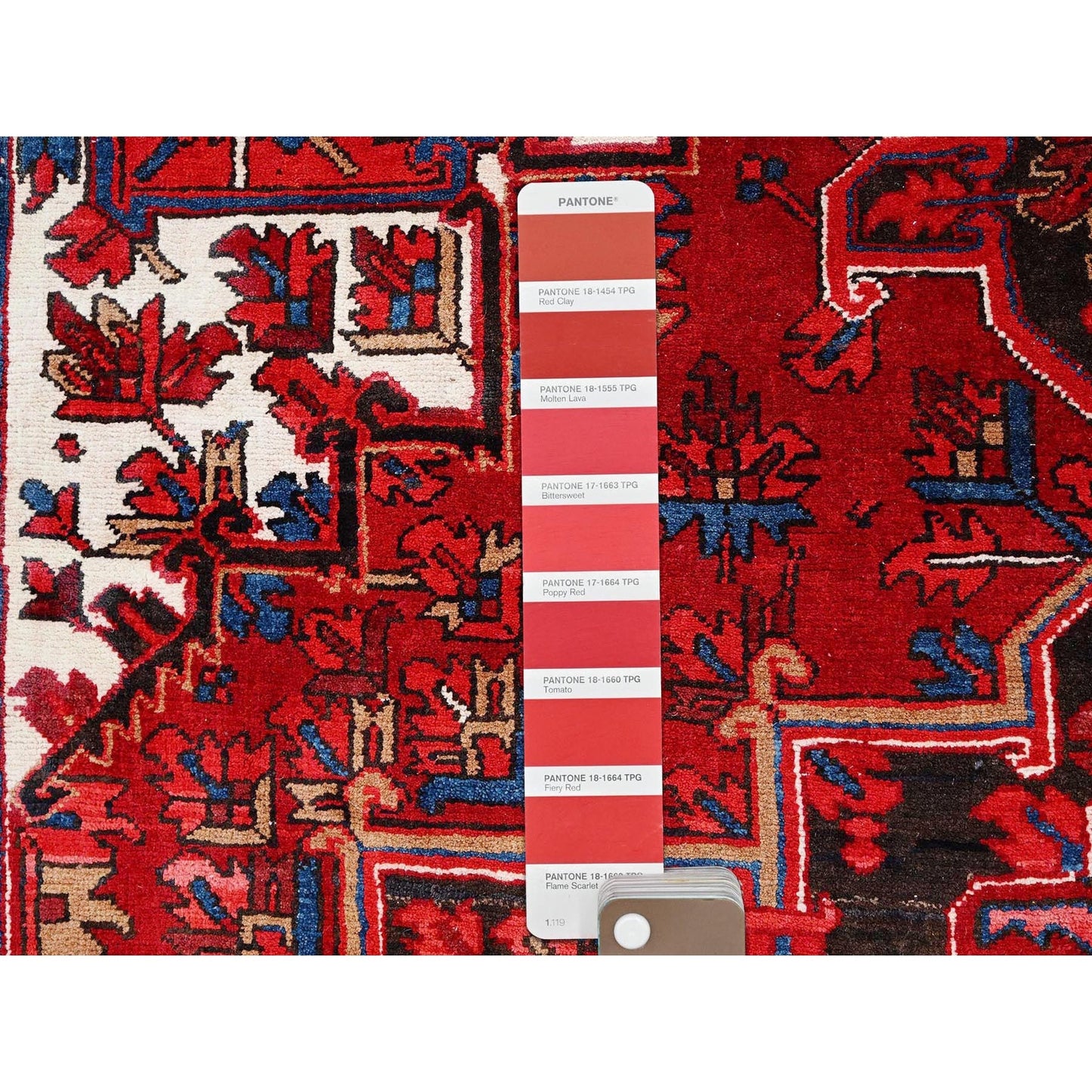 7'10"X11'9" Red Hand Knotted Semi Antique Zoroastrian Heris Pure Wool Rug