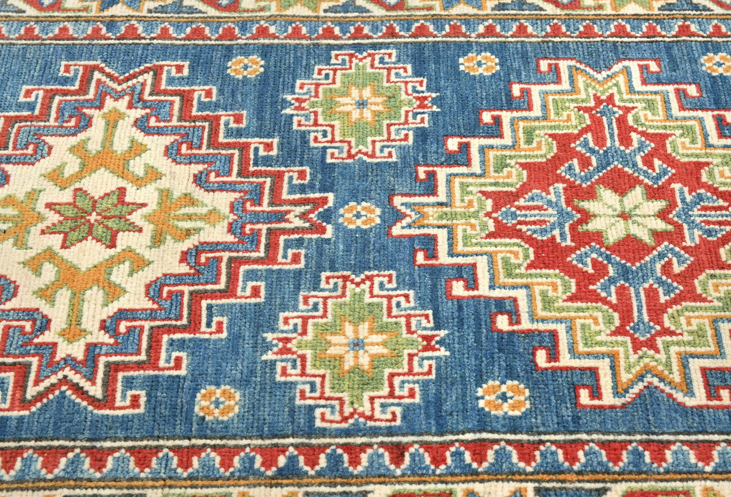 Kazak Oriental Runner Rug Tribal Geometric
