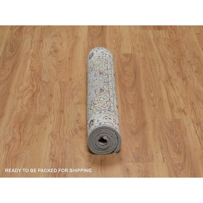 3'2"X5'2" Pigeon Blue 250 Kpsi Wool & Silk Nain Hand Knotted Oriental Rug