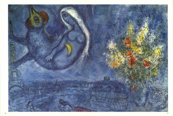 Marc Chagall Bouquet Of Flowers Above Paris 
