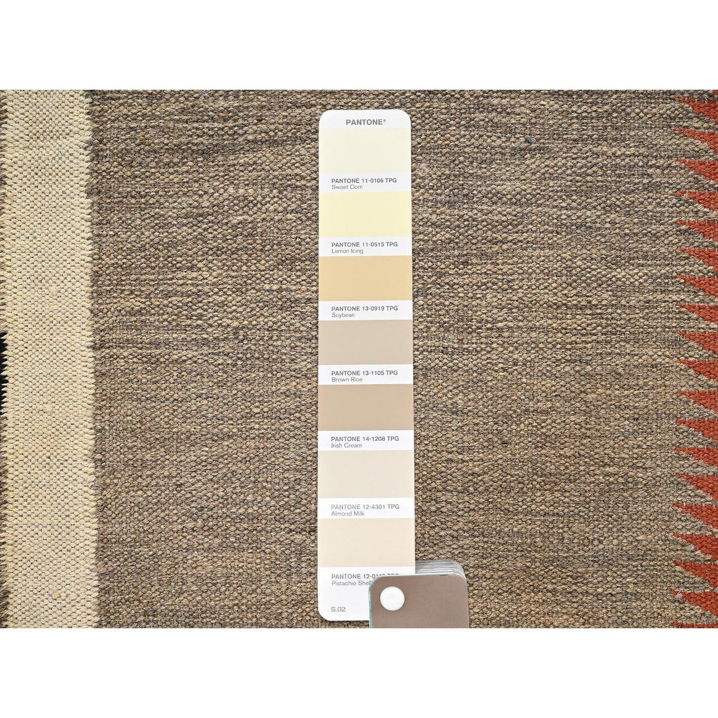 10'2"X13'10" Brown Hand Woven Wool Rug American Geometric Design Flat Weave