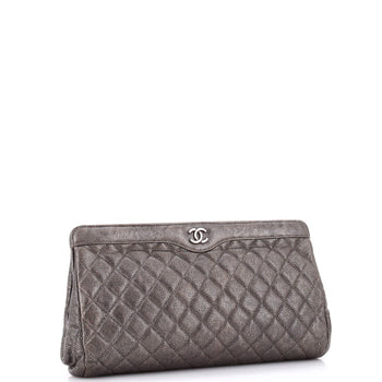 Large Chanel CC Frame Clutch Quilted Caviar
