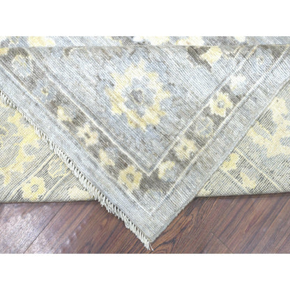 8'X9'10" Hand Knotted Gray Afghan Angora Ushak And Soft Wool Rug