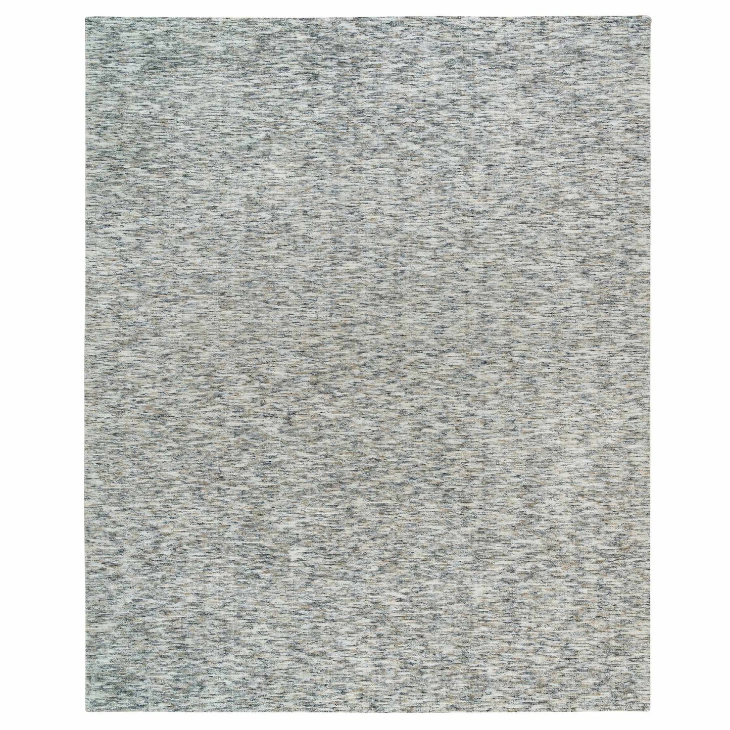 12'2"X15' Beige Modern Striae Design Pure Wool Hand Loomed Oversized Rug