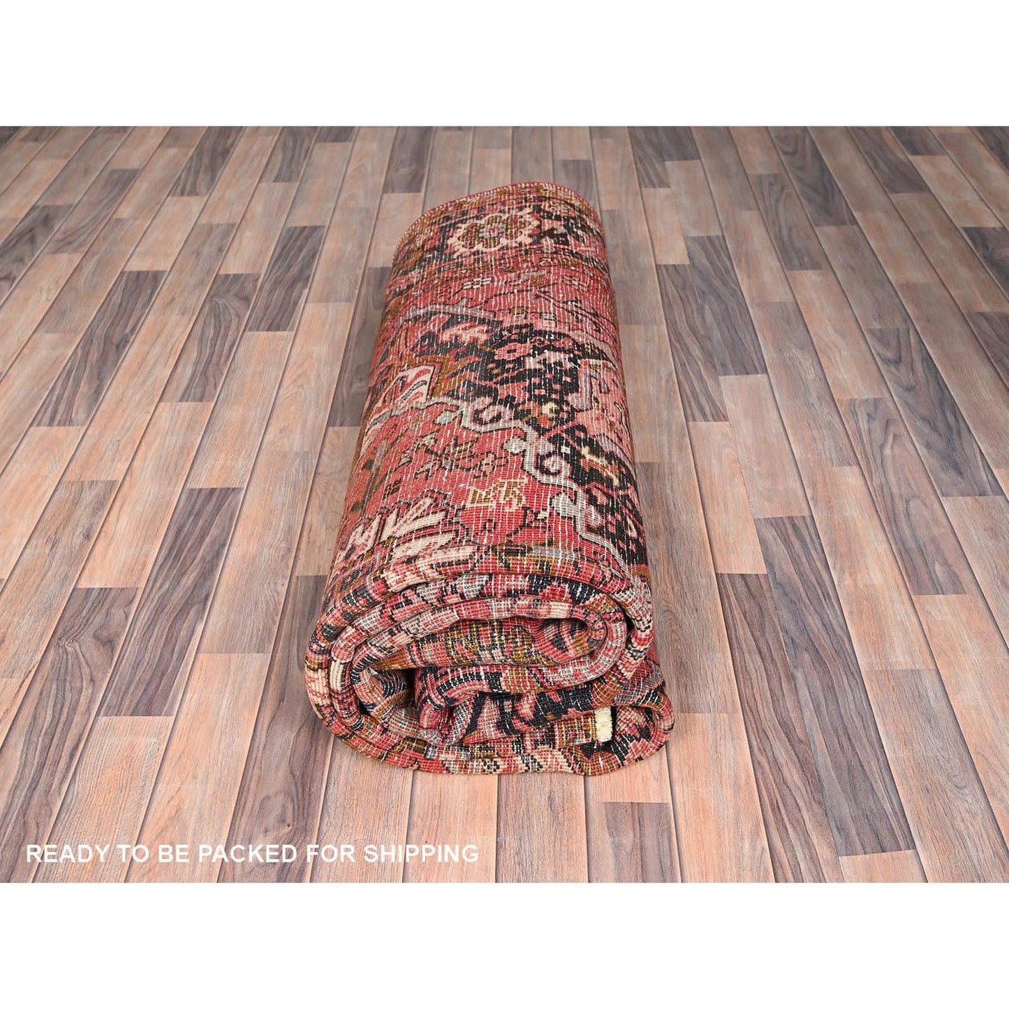 7'5"X10'10" Red Pure Wool Hand Knotted Semi Antique Zoroastrian Heris Rug