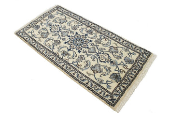 Vintage Nain Oriental Rug Cream Floral Classic