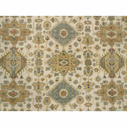 8'10"X8'10" Ivory Hand Knotted Karjihooz Design Wool Round Rug