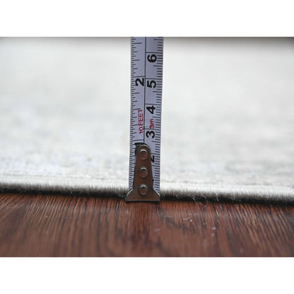 2'4"X29'3" White Heris All Over Design Pure Wool Hand Knotted Runner Rug