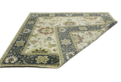 10X10 Ft Square Handmade Cream Floral Chobi