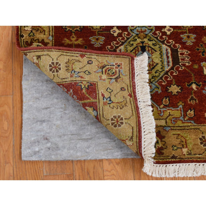2'9"X9'9" Sangria Red Karjihooz Design Wool Hand Knotted Runner Rug