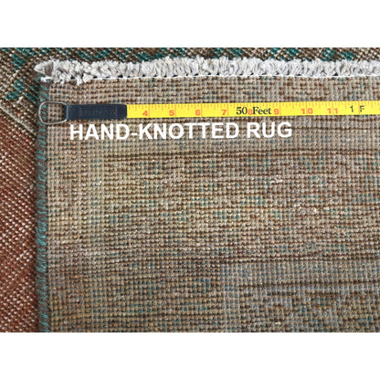 4'1"X6' Honey Brown Hand Knotted Vintage Farsian Sheeraz Worn Wool Rug