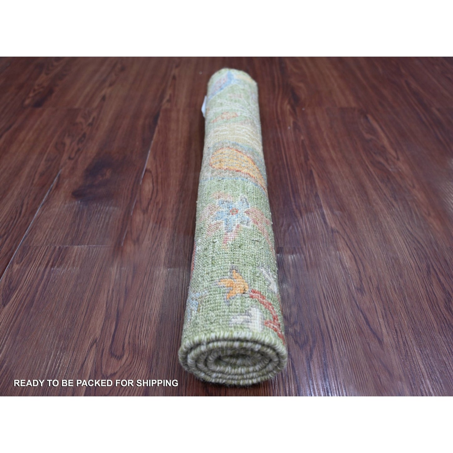 2'2"X3' Green Hand Knotted Rug Peshawar Birds Of Paradise Design Wool Mat