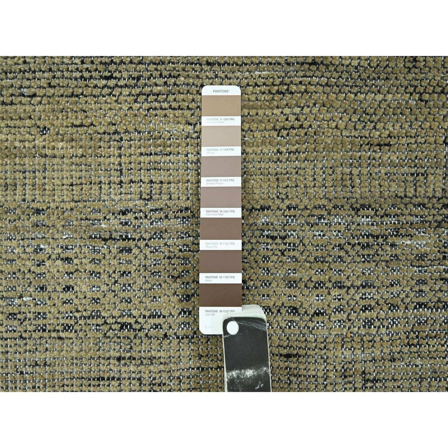 10'X10' Brown Pure Wool Rug Hand Knotted Distressed Grass Design Round