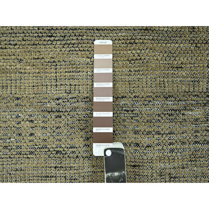 10'X10' Brown Pure Wool Rug Hand Knotted Distressed Grass Design Round