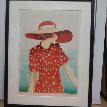 Jean Pierre Cassigneul Diana en Rouge Lithograph 1977 Signed ED120/ 150 Framed