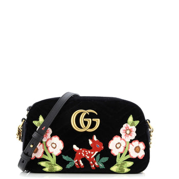 Gucci Gg Marmont Shoulder Bag Matelasse Velvet With Applique Small