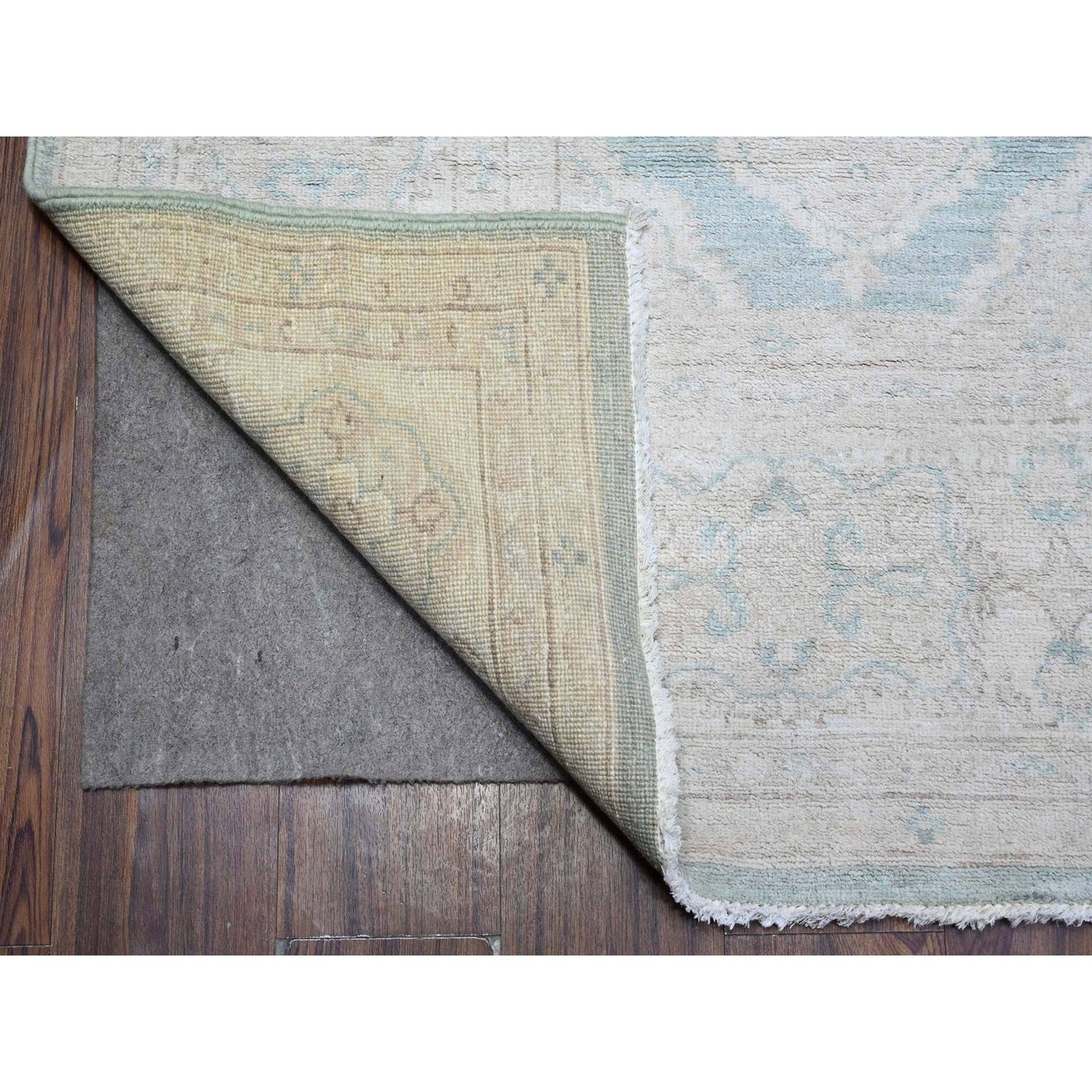 8'X10'4" Laurel Green Hand Knotted Fine Aryana Peshawar Wool Oriental Rug