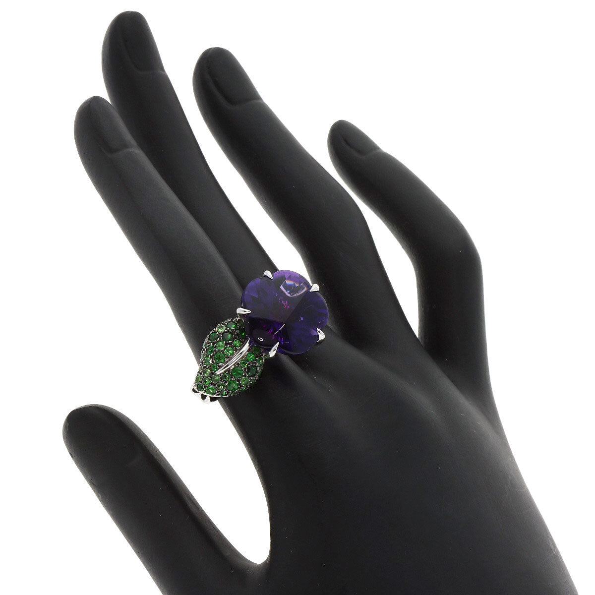 Chanel Ring Camellia Amethyst Garnet #50 K18
