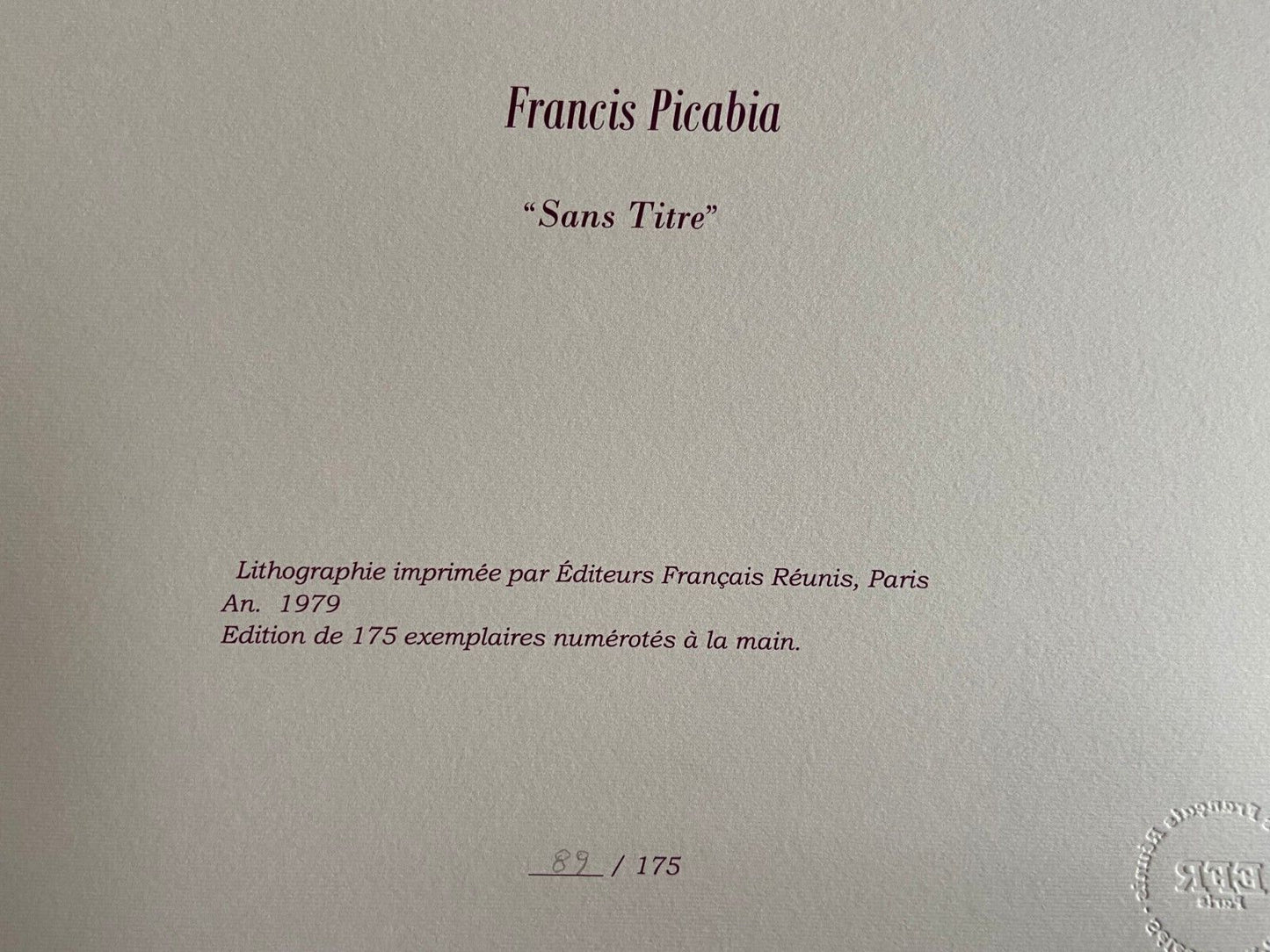 Francis Picabia Lithograph Coa Stamped Numbered Signed 175 Ex