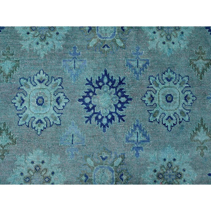 8'X9'8" Bayern Blue 100% Wool Overdyed Kazak Leaf Design Hand Knotted Rug