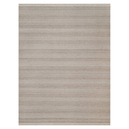 9'2"X12'2" Beaver Brown Flat Weave With Textured Grass Design Wool Rug