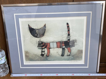 Rosina Wachtmeister Cat Lithograph Signed 120/900 Limited Edition Framed Art