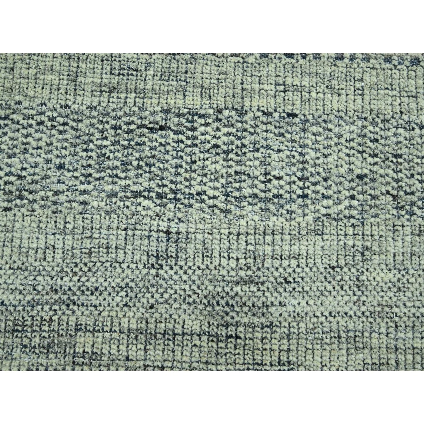 10'X13'9" Blue Distressed Rug Hand Knotted Pure Wool Oxidized Grass Design