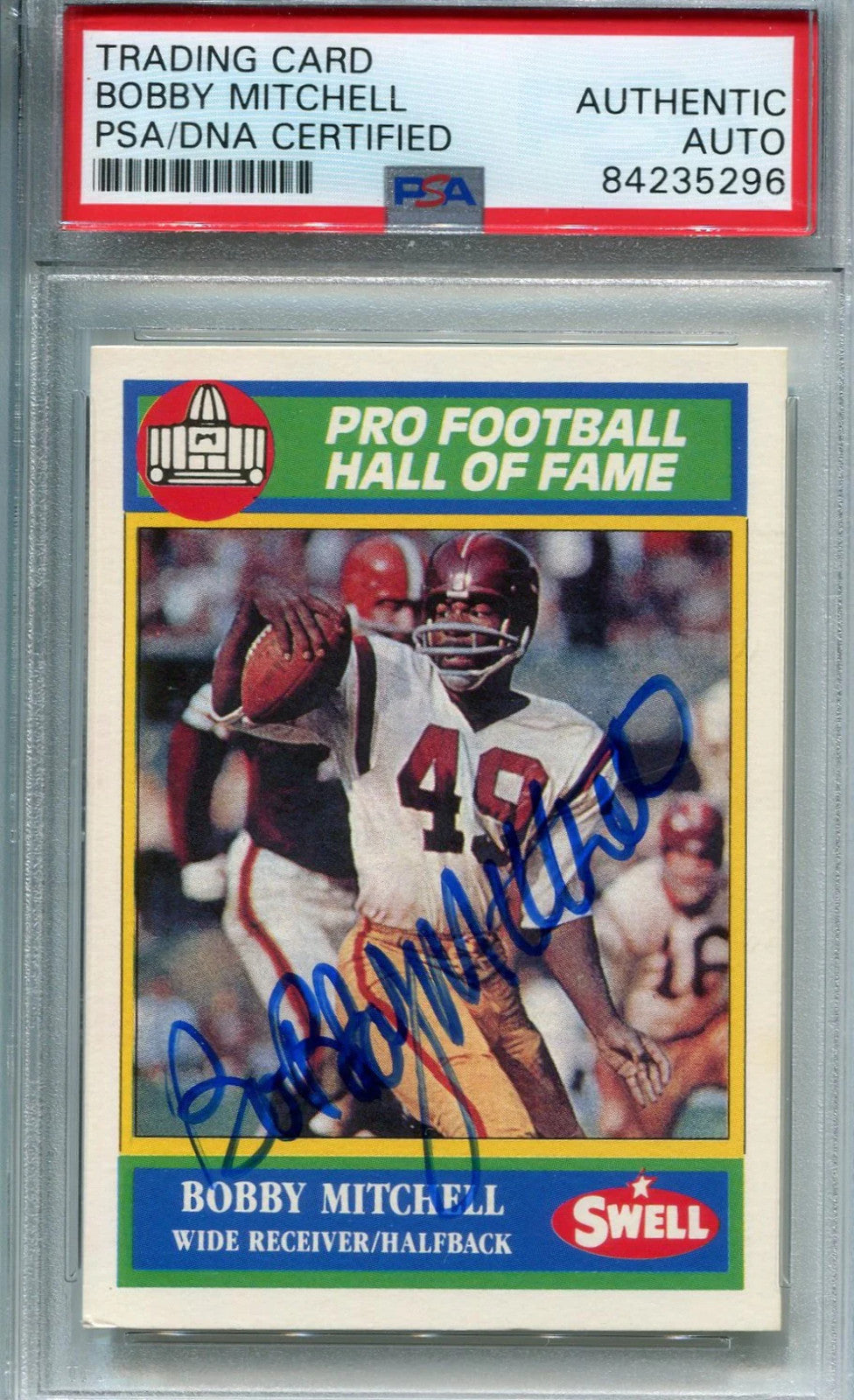 Bobby Mitchell 1990 Autographed Swell Football Card (Psa)