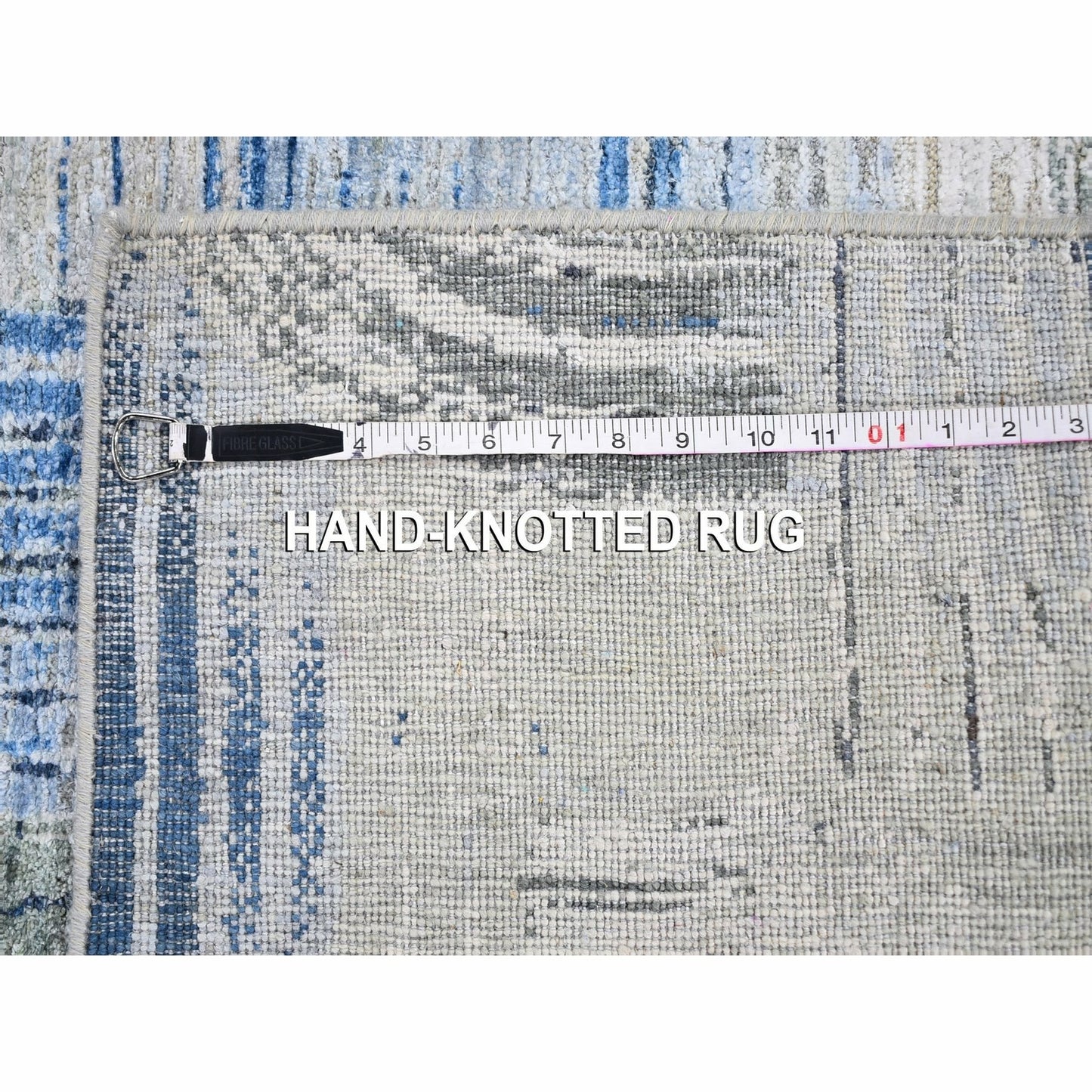 4'x12'5" THE INTERTWINED PASSAGE Silk with Text Wool Wide Runner Rug