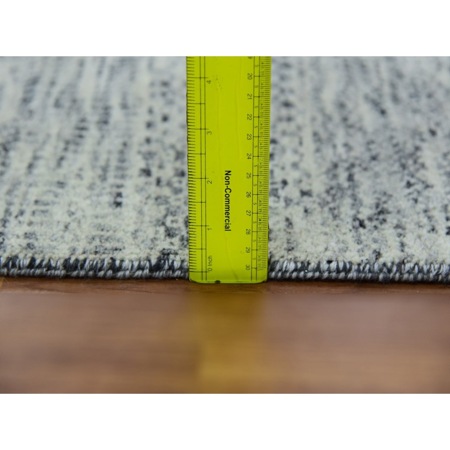 2'6"X18'5" Gray Hand Knotted Pure Undyed Wool Xl Runner Grass Design Rug